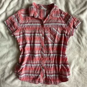 Woolrich Lightweigh Button Down Short Sleeve Plaid Print Cotton Shirt Sz M